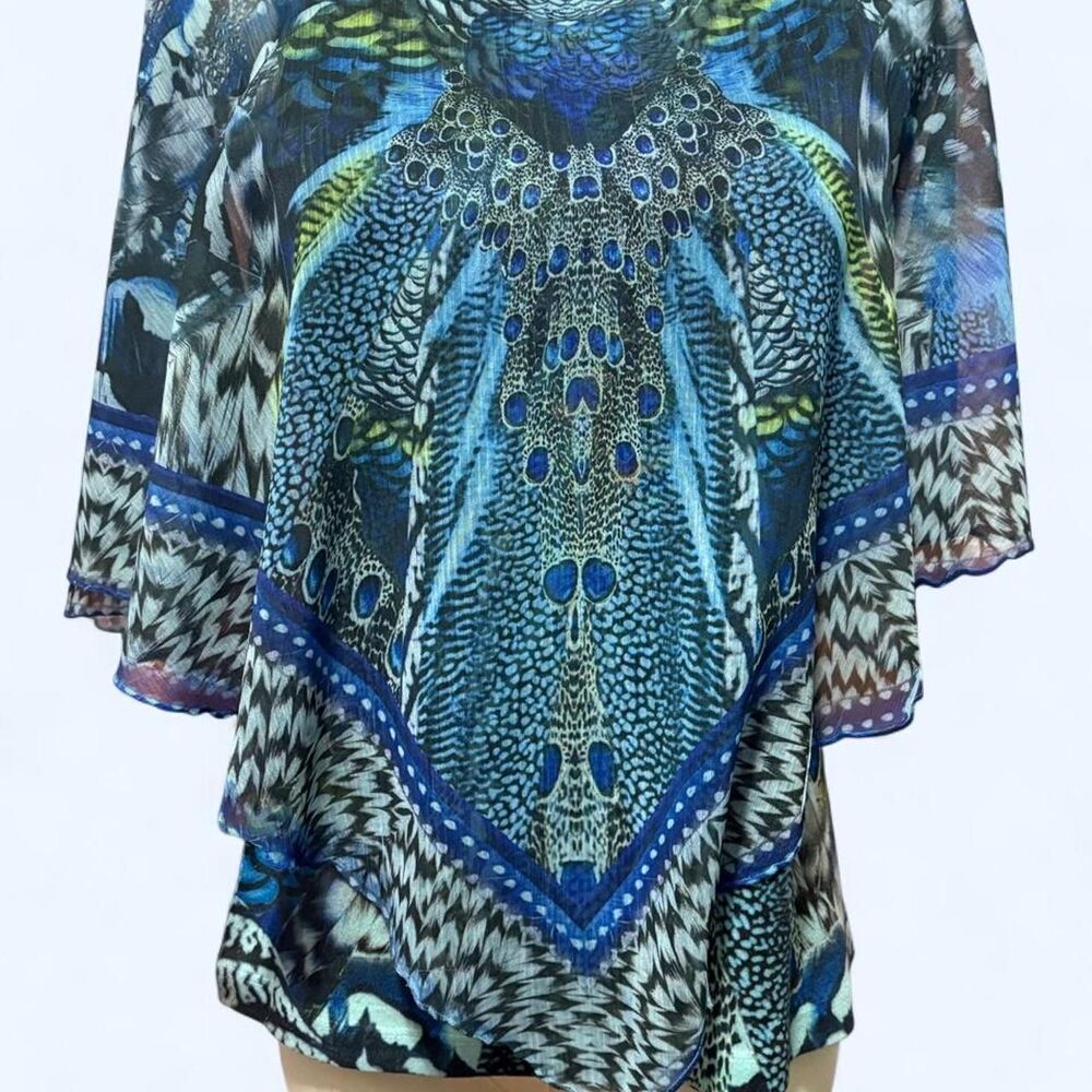 Live & Let Live Peacock Sheer Layered Top
